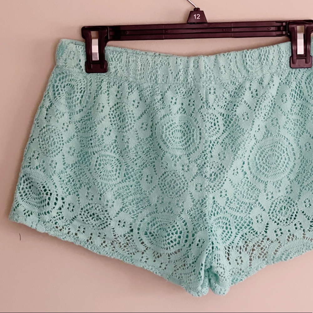 Aerie Teal Crochet Shorts Size Small - Picture 6 of 9